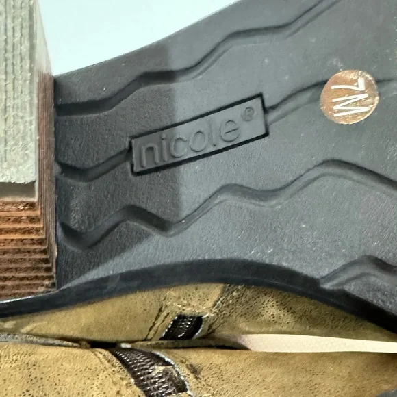 Nicole Sage Double Zipper Stacked Heel Tufted Faux Leather Ankle Boots - Picture 7 of 11